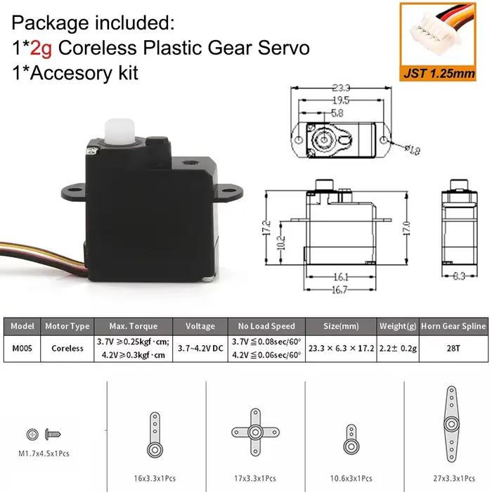 2g Micro Servo 5 broches Wltoys à voilure fixe A220 F949 A160 A800 Servo universel pour Drone RC Min