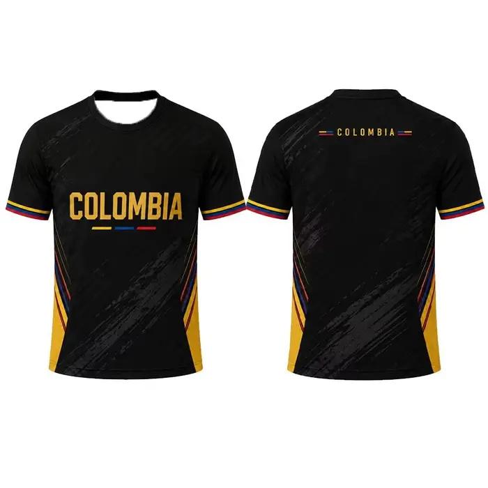 Maillot de football de l'équipe nationale colombienne pour hommes, motif drapeau colombien, séchage