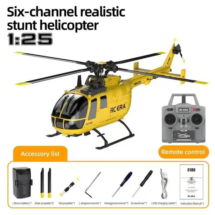 Hélicoptère RC ERA C180 BO105 1:25 6CH Brushless 3D Stunt à hélice unique sans aileron avec position