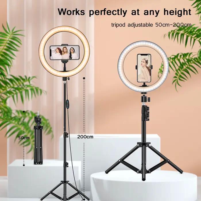Éclairage de remplissage de photographie LED avec trépied, appareil Photo, cercle de Studio Photo, a