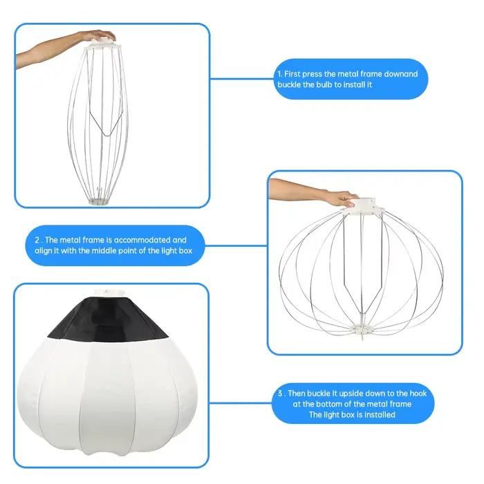 Lanterne Globe 115W, 65cm, boîte à lumière, montage Bowens, diffuseur à boule rapide, modificateur d