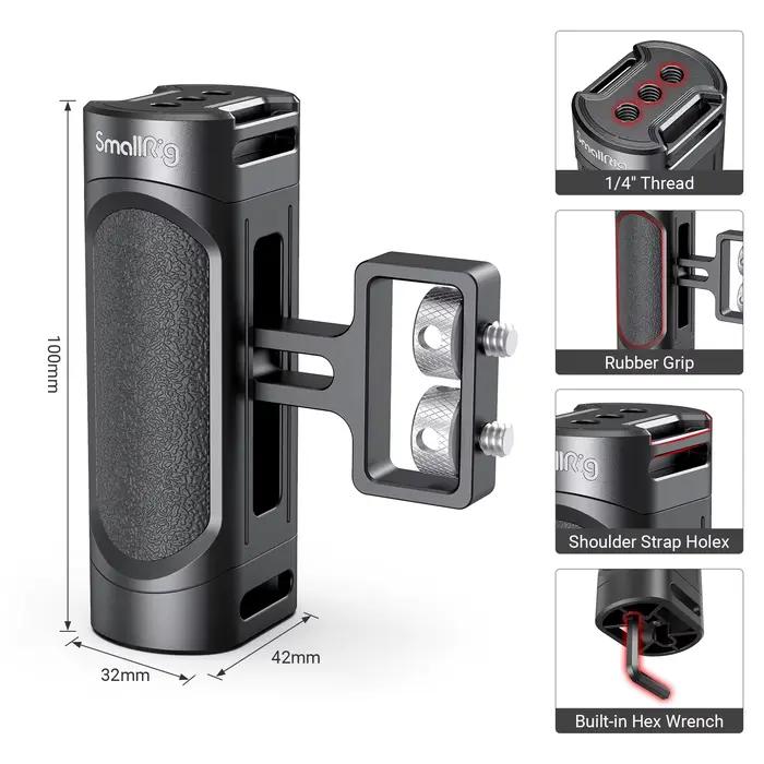 SmallRig – Mini caméra DSLR 1/4, poignée latérale avec deux vis de 2916 à 20 pouces, pour appareil p