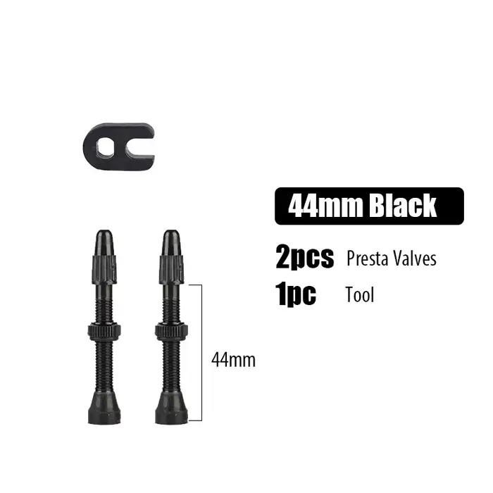 Tiges de Valve Presta Tubeless pour vélo, en alliage d'aluminium, 40mm 44mm 48mm 60mm 80mm, avec out