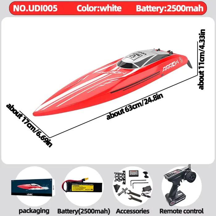 Bateau RC de course professionnel UDIRC UDI005, bateau rapide sans balais, 55 km/h, télécommande 2,4