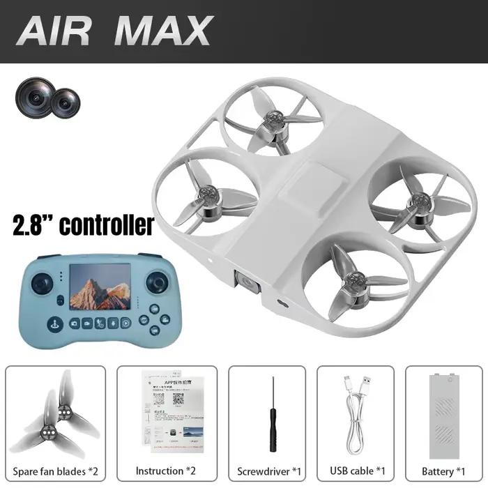 Nouveau mini-drone Airmax avec vision nocturne, caméra HD 4K, télécommande 2,8 pouces, le plus fin,