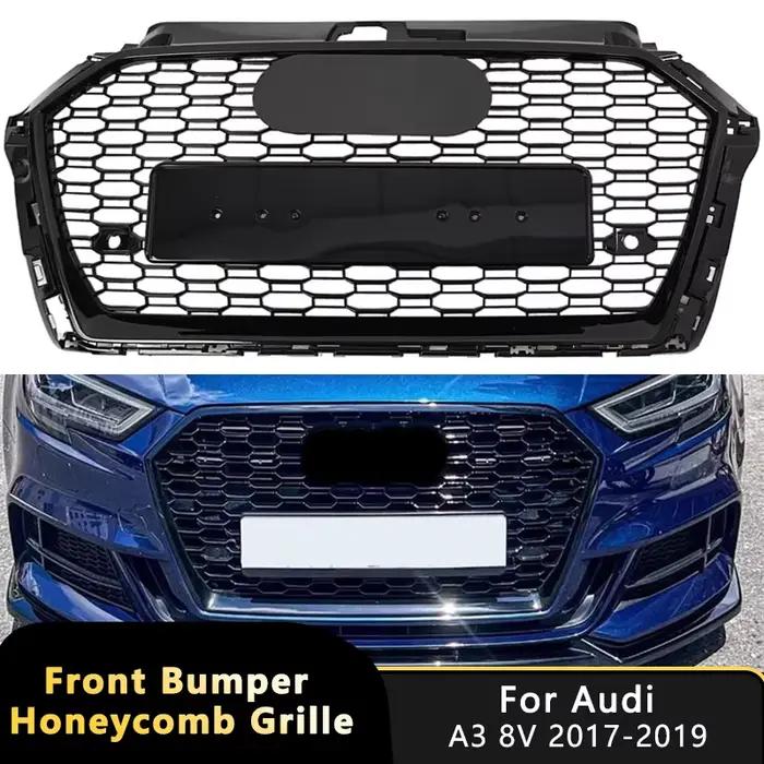 Pour Audi A3/S3 8V 2017 2018 2019 – Calandre avant nid d'abeille style RS3 pour pare-chocs – Pièces