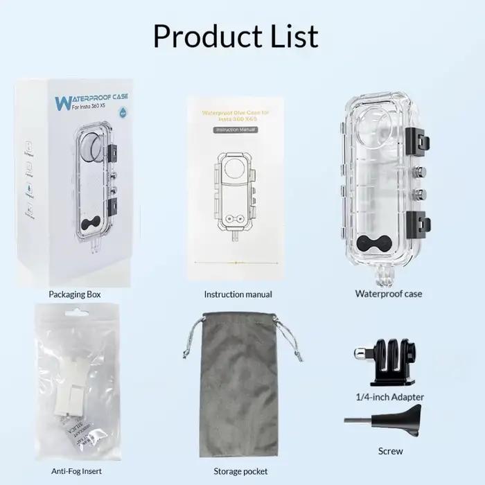 Boîtier de plongée invisible 45M pour Insta360 X5/X4/X3, coque de protection étanche sous-marine à 3