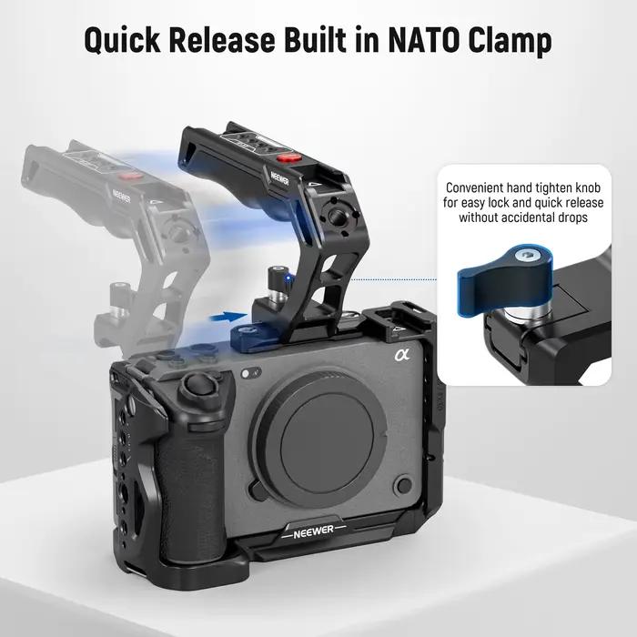 NEEpacks TRANTop Poignée avec Bouton d'Enregistrement avec QR TRANClamp pour Sony A7 ZV1 Panasonic S