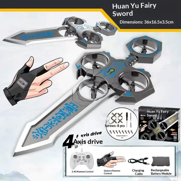 Drone d'épée volante Rc de 73cm 36cm avec le contrôle gestuel ont mené des lumières 360 ° Jouet plan