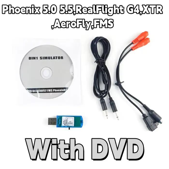 Simulation de vol USB 8 en 1 (phénix,RealFlight G4,XTR,AeroFly,FMS) pour hélicoptère FPV à voilure f