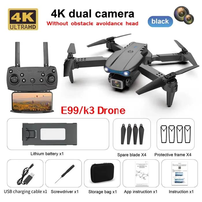 E99 K3 Pro Drone amélioré HD 8k Double caméra Mode de maintien élevé pliable RC WIFI FPV photographi