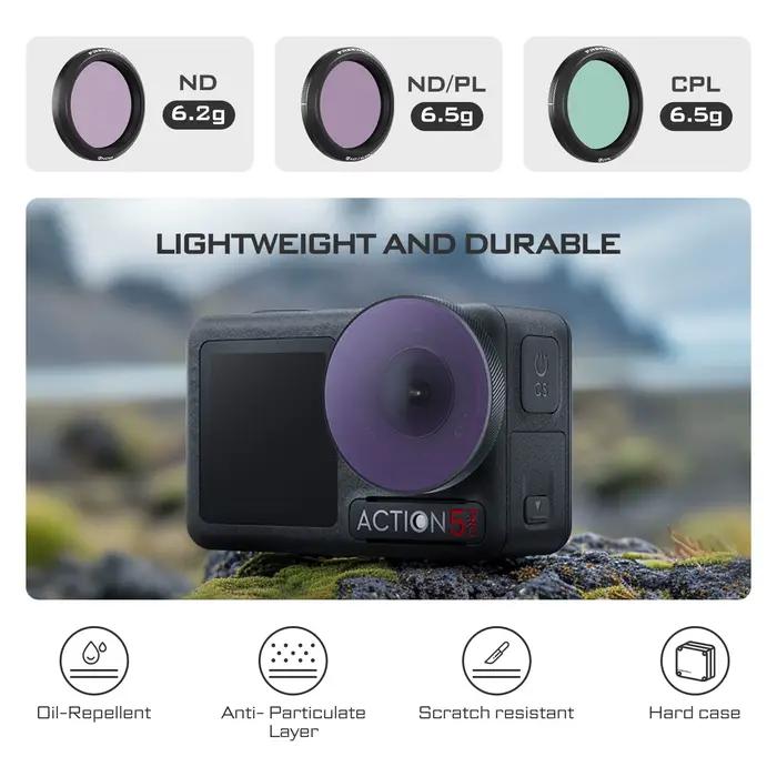 FrePS-ND-Ensemble de filtres pour DJI Osmo Action 5 Pro, Action 4, Action3, kit de filtres pour obje