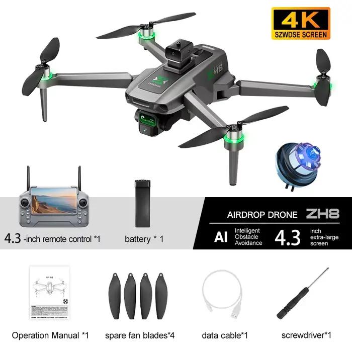 Nouveau Drone ZH8 2026 avec Caméra 4K et Écran, Moteur Brushless, 20 Min de Vol, Largage Aérien, Qua