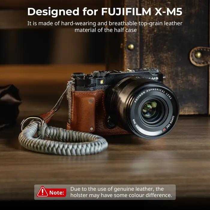 Kit demi-étui en cuir pour appareil photo SmallRig pour FUJIFILM X-M5 avec dragonne Style rétro avec