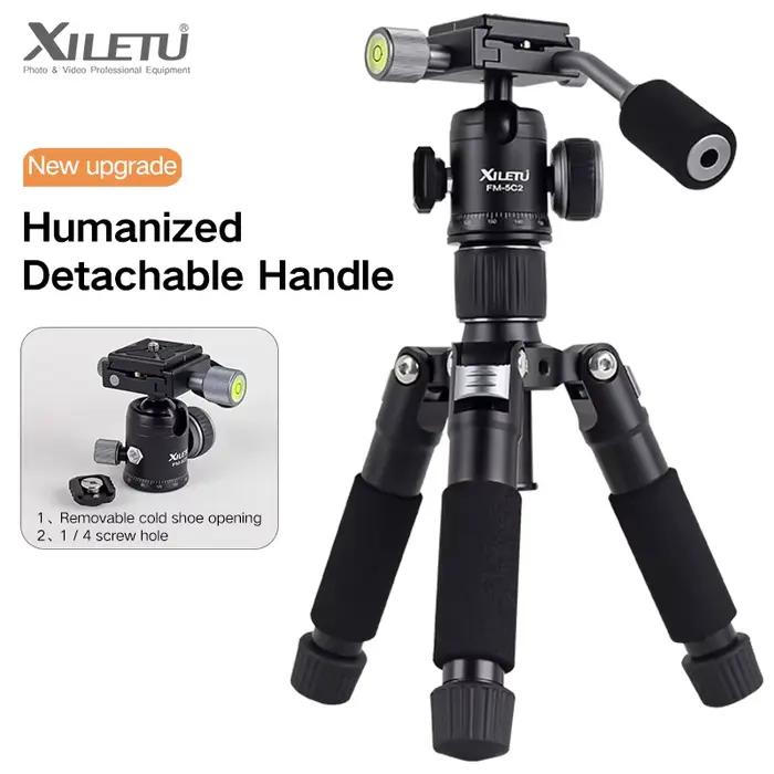 XILETU FM5C2 Mini trépied en métal Portable support de voyage léger avec poignée de tête à 360 degré