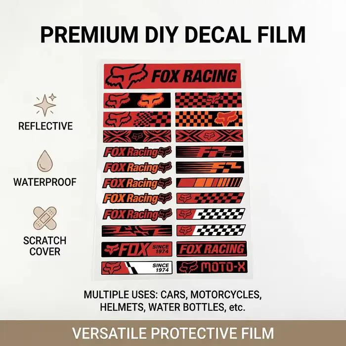 Autocollants universels réfléchissants et imperméables anti-rayures F-Fox R-Racing Fashion pour casq