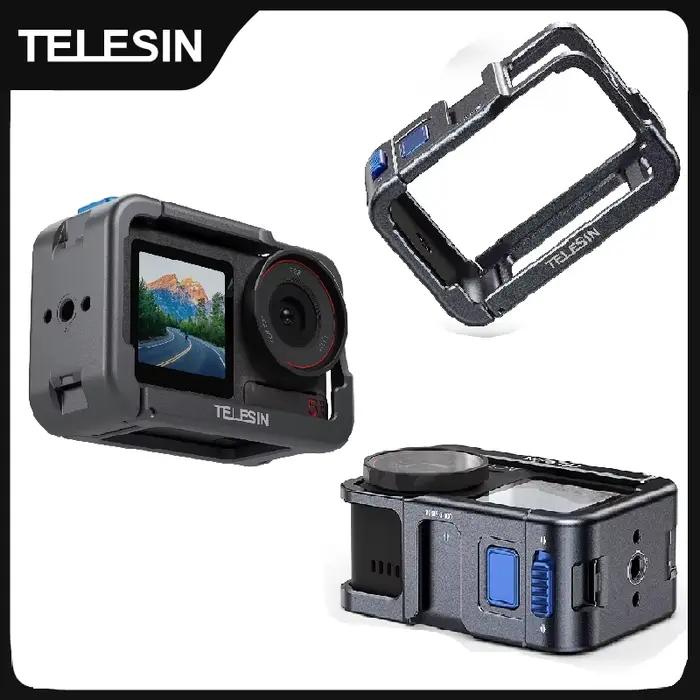 TELESIN – cadre de protection pour DJI OSMO Action 3 4 5Pro, coque en alliage d'aluminium à Double c