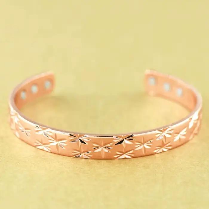 Bracelet en cuivre magnétique pour soulager l'arthrite, la Migraine et la ménopause, or Rose, souffl