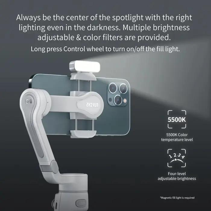 ZHIYUN-Cardan de téléphone officiel lisse Q4 pour iPhone 15 pro max/HUAWEI/Samsung/Xiaomi, stabilisa