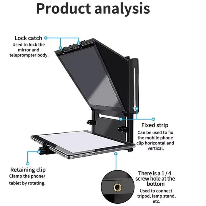 QIYE – prompteur pliable Q3 pour tablette de 12 pouces, téléphone, iPad, appareil photo, prise de vu