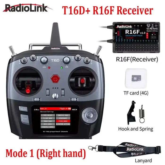 Émetteur RC RadioLink T16D 16CH 2,4 GHz avec récepteur R16F pour voiture RC, bateau, drone, avion, h
