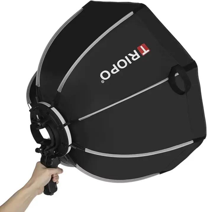 TRIOPO 55cm 65cm 90cm 120cm – boîte à lumière octogonale pliable, support de poignée pour Godox V860