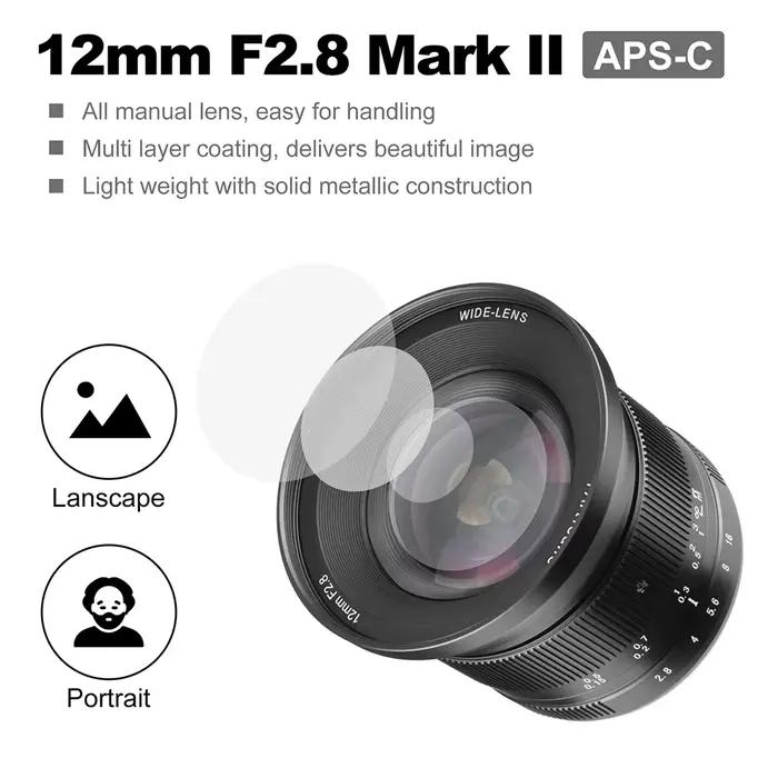 Objectif ultra grand angle manuel 7artisans 12mm F2.8 II APS-C pour monture Sony E Alpha 6700 ZV-E10