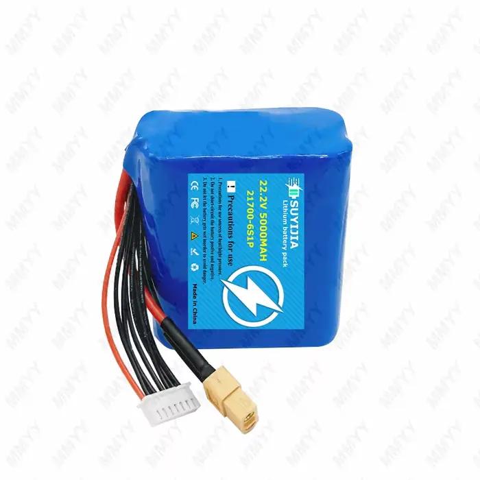 Batterie de drone FPV 6S 22,2V 5000mAh, batterie cylindrique haute puissance 6S1P 21700 pour modèle