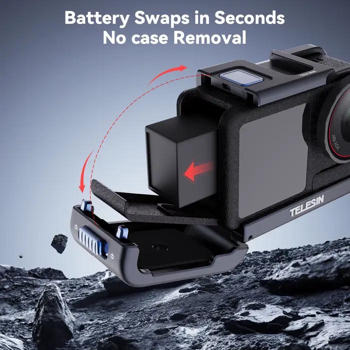 TELESIN – cadre de protection pour DJI OSMO Action 3 4 5Pro, coque en alliage d'aluminium à Double c