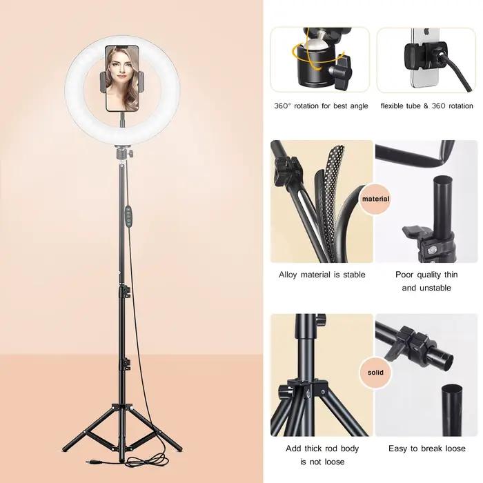 Éclairage de remplissage de photographie LED avec trépied, appareil Photo, cercle de Studio Photo, a
