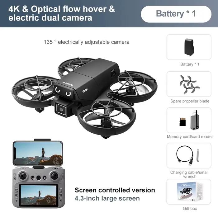 Drone D36 4K HD Photographie Aérienne Double Caméra Écran RC Quadricoptère avec Éclairage Dynamique