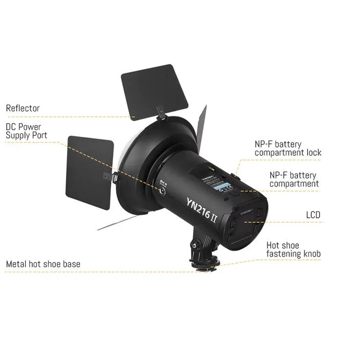 Yongnuo YN216 II 24W 2700-8000K Bicolore LED Video Fill Light YN-216 d'éclairage pour révéler l'appa