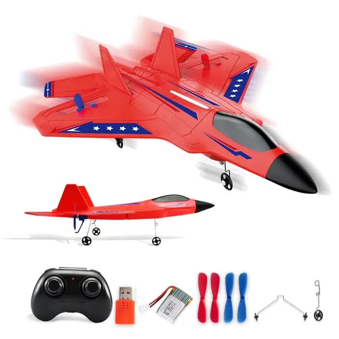 Avion RC F22 Raptor 2.4G 2CH, planeur volant télécommandé avec lumières LED, avion en mousse EPP, jo