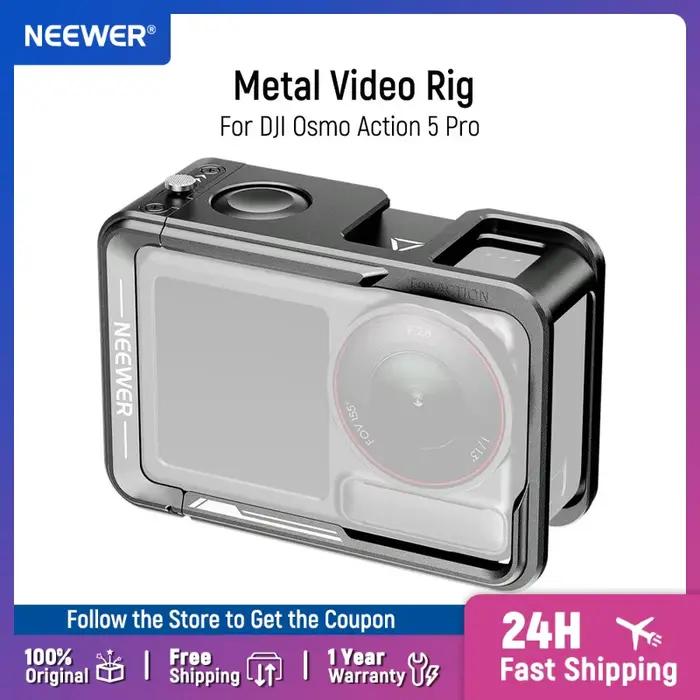 NEEWER Cage pour Action 5 Pro plate-forme vidéo en métal avec bouton d'obturation de chaussure froid