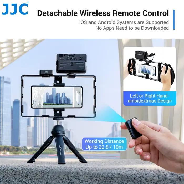 JJC – Kit de plate-forme vidéo universelle pour Smartphone, avec télécommande, poignée, Cage de Film