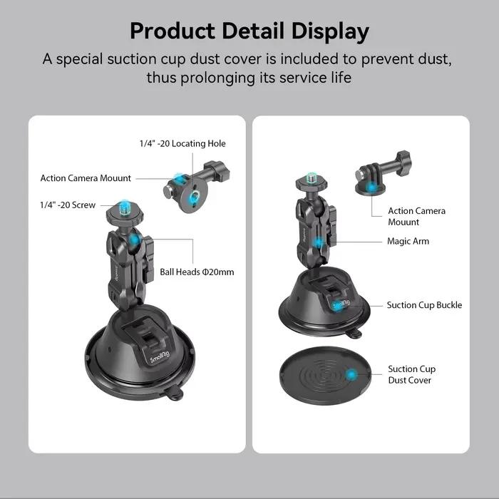 SmallRig Support de montage ventouse portable pour caméras d'action SC-1K caméra d'action avec un su
