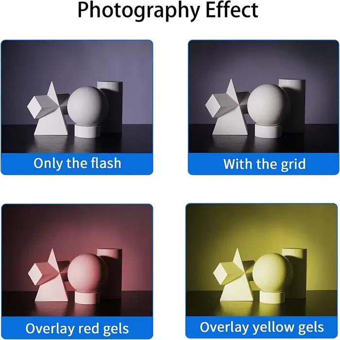 Selens – diffuseur de Flash 2 en 1, grille universelle en nid d'abeille, Kit de Gels 7 couleurs magn