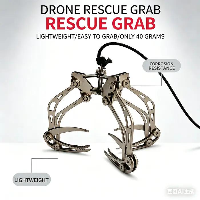 Griffe de sauvetage légère en acier inoxydable de 40g pour drone, crochet de préhension d'objets sur