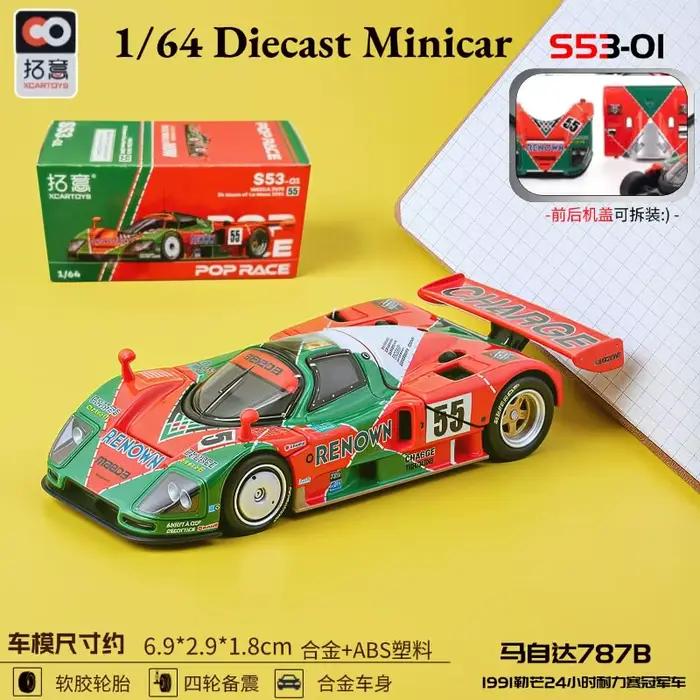 XCARTOYS 1/64 POPRACE Figurine de Supercar de Simulation - Modèle de Voiture de Course Mazda 787B-91