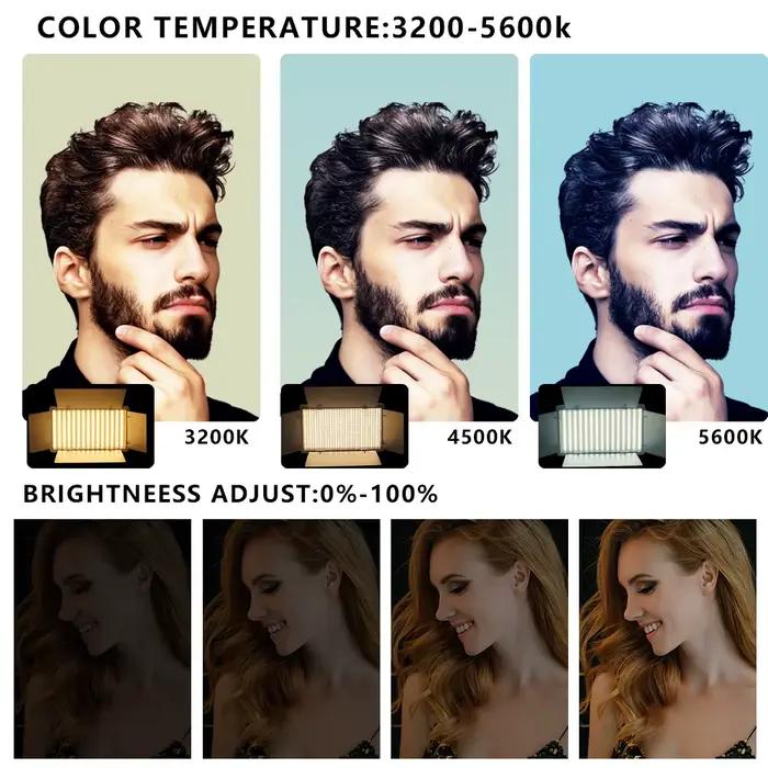 Nagnahz U800+ LED Video Light Photo Studio Lampe Bicolore 2500K-8500k Dimmable avec Trépied Télécomm