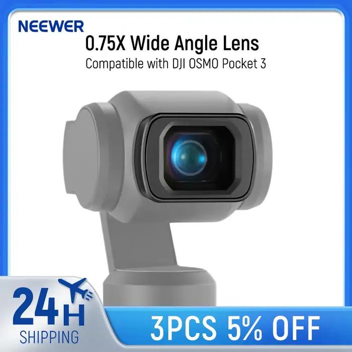 NEEWER Objectif grand angle 0,75X compatible avec DJI OSMO Pocket 3 FOV étendu de 108 ° Objectif d