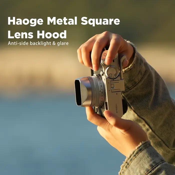 Haoge LH-X54B pare-soleil carré en métal avec anneau d'adaptation de 49mm pour appareil photo Fujifi
