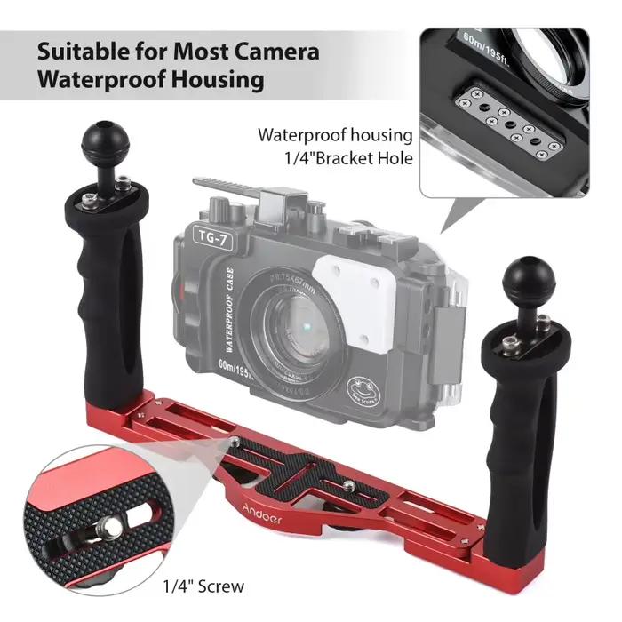 Stabilisateur de caméra étanche pour GoPro, IL, Sony, Nikon, DSLR, plate-forme de plongée, poignée d