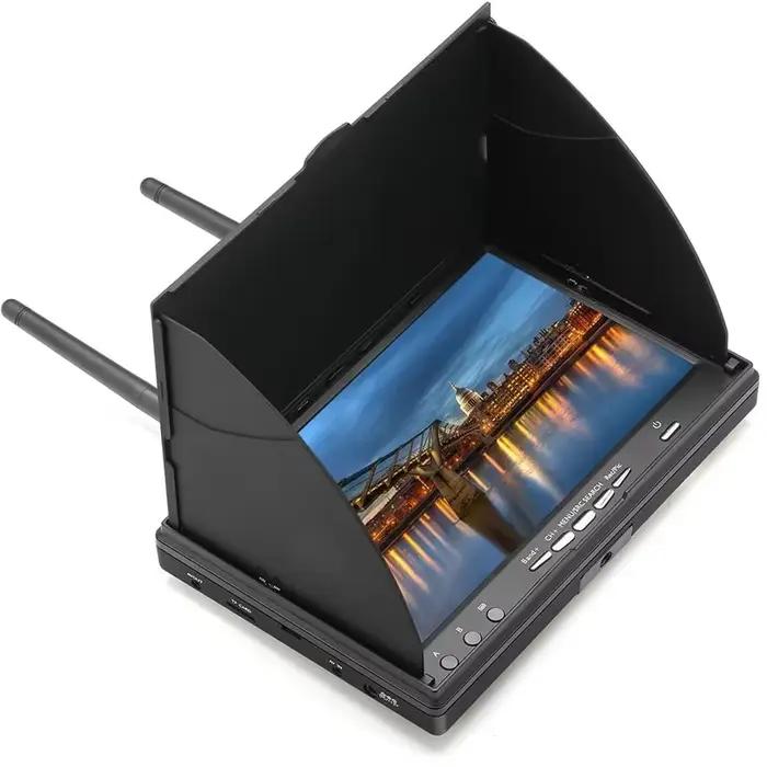 Moniteur FPV 7 pouces 5.8G 40CH avec DVR 800x480 LCD moniteur récepteur FPV avec pare-soleil batteri