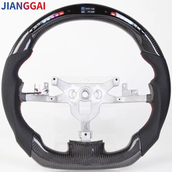 Volant de course sport en fibre de carbone LED, cuir perforé, coutures rouges, Chevrolet Corvette C6