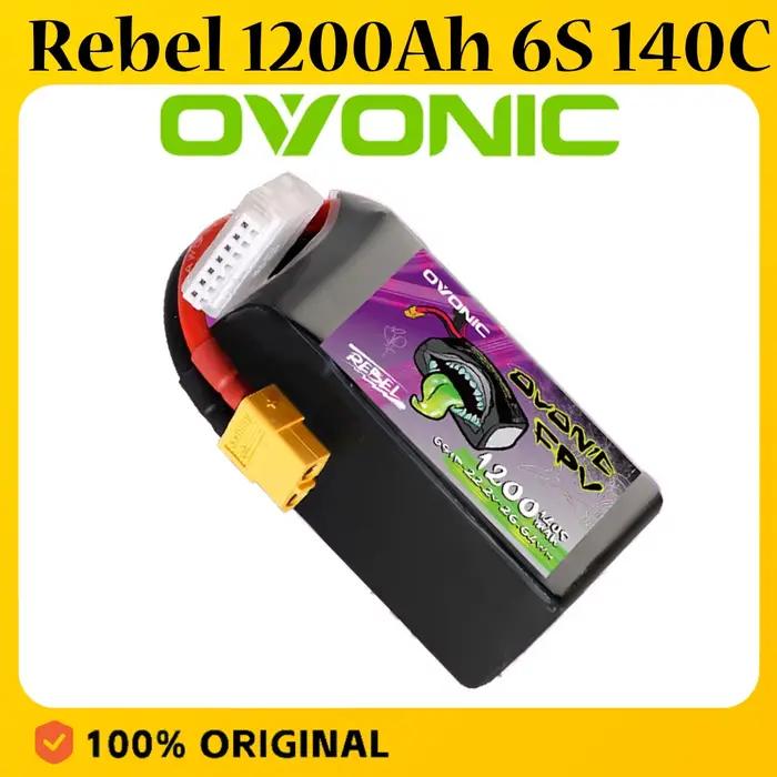 Batterie Lipo Ovonic Rebel 1200Ah 6S 140C 22.2V avec prise XT60 pour drone quadricoptère FPV Whoop
