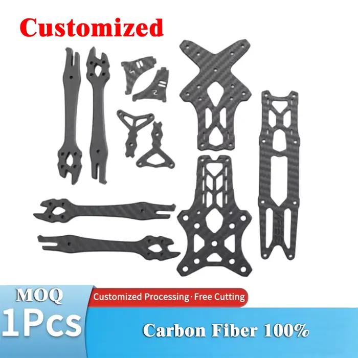 Pièces en fibre de carbone pour châssis de drone FPV, découpe CNC de précision, carbone 3K personnal