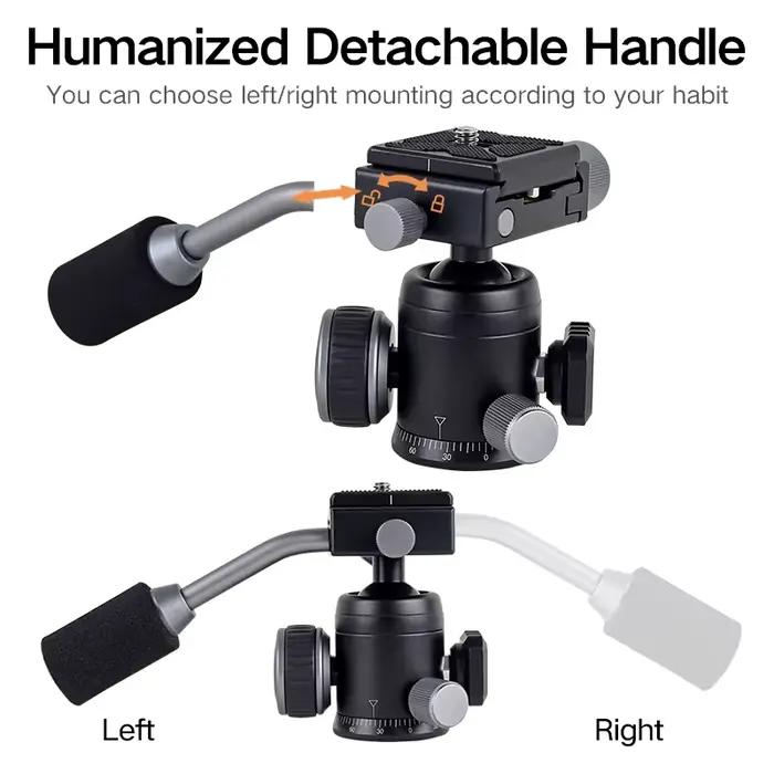XILETU FM5C2 Mini trépied en métal Portable support de voyage léger avec poignée de tête à 360 degré