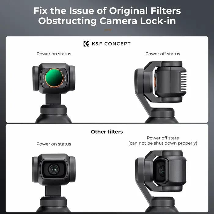 Filtres pour caméra sportive K&F CONCEPT pour DJI Osmo Pocket 3 UV CPL ND/PL Black Mist 1/4 ND2-32 N