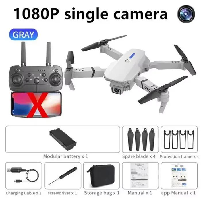 Drone E88 Pro WiFi FPV. Caméra grand angle HD 4K/1080P, maintien de la hauteur, pliable. Jouet quadr